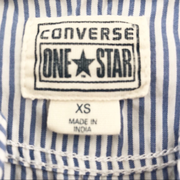 Converse White & Blue Striped Button Down Shirt XS - Picture 3 of 6
